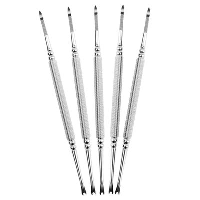 Healeved 5pcs Cuticle Remover Tool Double-ended Dead Skin Forks for Nail Art and Foot Care Durable Steel Manicure Tools for Easy Exfoliation and Cleaning