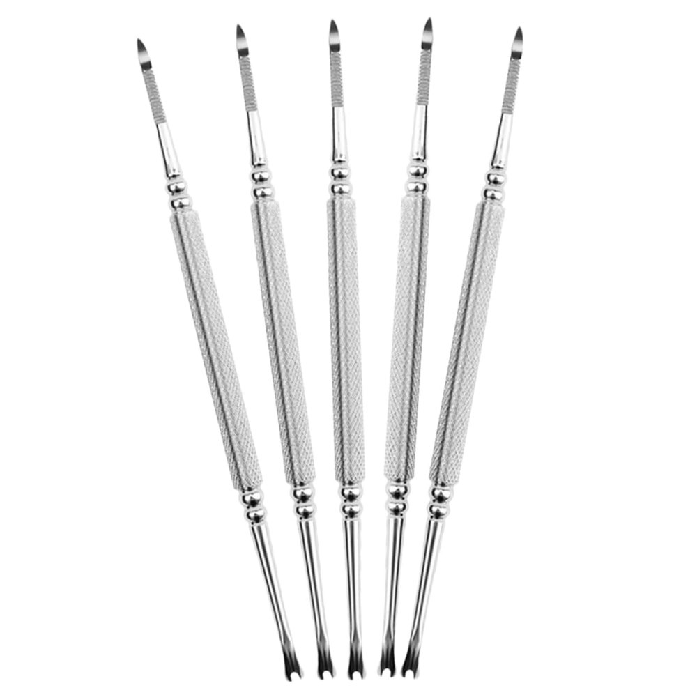 Healeved 5pcs Cuticle Remover Tool Double-ended Dead Skin Forks for Nail Art and Foot Care Durable Steel Manicure Tools for Easy Exfoliation and Cleaning