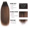 ABH AMAZINGBEAUTY HAIR Kinky Straight Clip in Hair Extensions Rooted Black Piano Natural Black #1B Fading into Light Auburn #30 Two Tone Kinky Clip ins for Black Women 16 Inch Full Head Clip ins 120G view 2