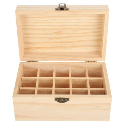 15-Slot Pine Essential Oil Storage Box, Anti-Sunlight Beauty Center Display Case,Wooden Cosmetic Organizer for Home
