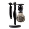 Danweix Black Wet Shaving Kit for Men, 3 in 1 Set with Badger Hair Brush, Double Edge Safety Razor, Alloy Stand Holder view 1