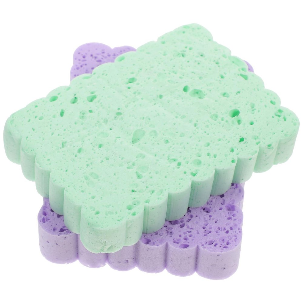 Baluue 4pcs Exfoliating Facial Sponges Portable Cleansing Tools for Makeup Removal Gentle Face Wash Household Use Lace Pulp