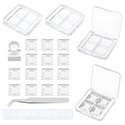 BENECREAT 4Pcs Empty DIY Eyeshadow Box Kit, Slim Custom Makeup Palette Wrapped Blush Lipstick Container with 20pcs Palette Pans for Travel, DIY Cosmetic, Crafts projects