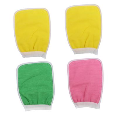 Healeved 4pcs Exfoliating Body Scrub Gloves for Deep Cleansing and Dead Skin Removal Double Sided Bath Mitts for Men and Women for Spa and Shower Use Material