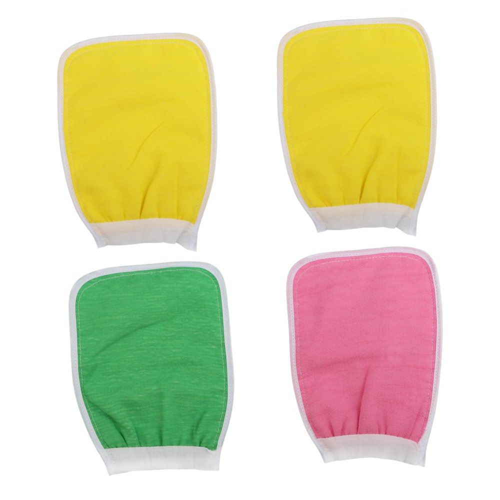 Healeved 4pcs Exfoliating Body Scrub Gloves for Deep Cleansing and Dead Skin Removal Double Sided Bath Mitts for Men and Women for Spa and Shower Use Material