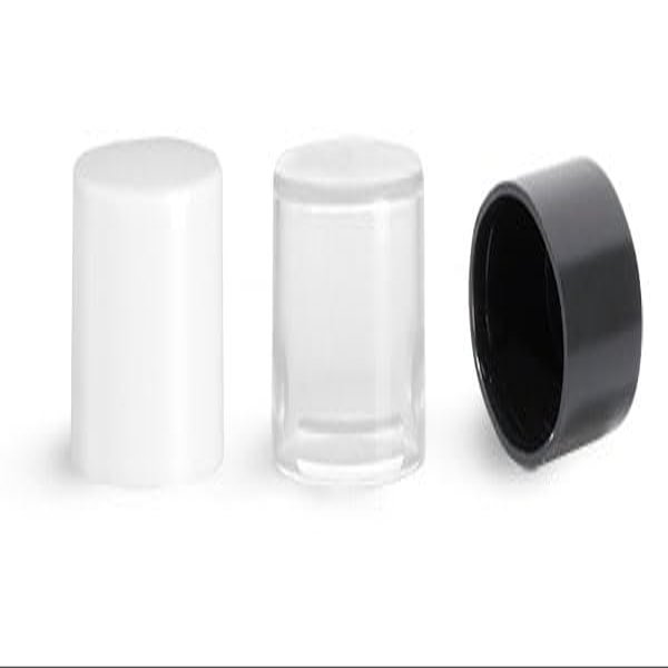 Black Plastic Caps, Smooth Plastic Friction Fit Caps for Oval Lip Balm Tubes