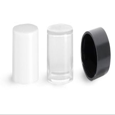 Black Plastic Caps, Smooth Plastic Friction Fit Caps for Oval Lip Balm Tubes