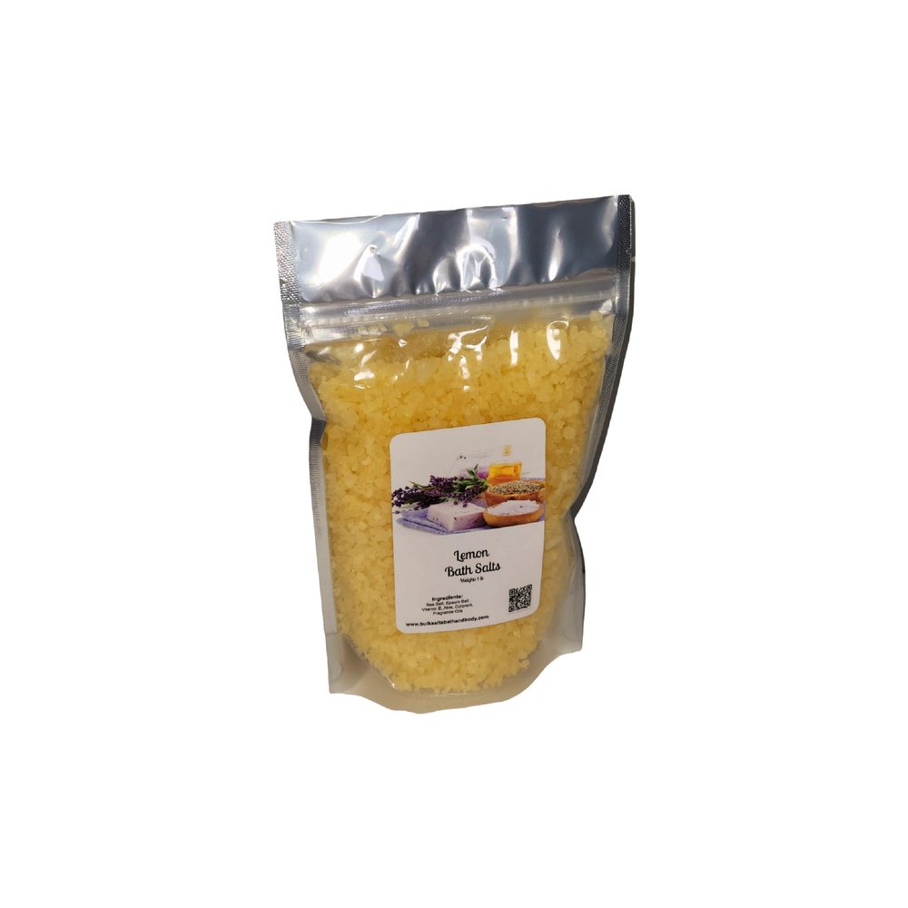 Bath Salts | 1lb Bag (16oz.) | Choose Your Scent | Epsom Salt | Sea Salt| Bathing | Body Care | Beauty | Relaxation | Spa | Pedicure | Manicure | Soak (Lemon)