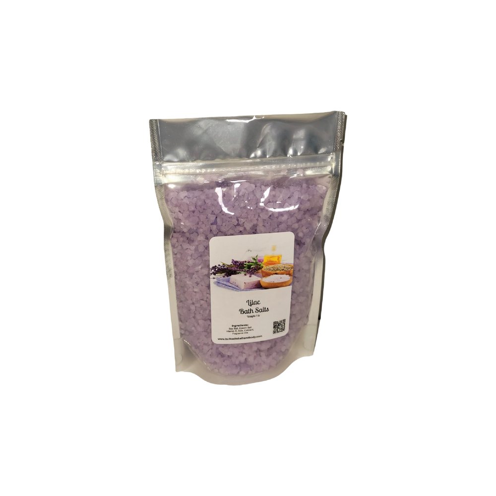 Bath Salts | 1lb Bag (16oz.) | Choose Your Scent | Epsom Salt | Sea Salt| Bathing | Body Care | Beauty | Relaxation | Spa | Pedicure | Manicure | Soak (Lilac)