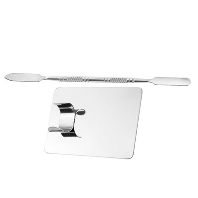 Healeved Stainless Steel Makeup Mixing Palette Set with Spatula for Foundation Blending and Nail Art Durable Easy to Clean for Beauty Salons and Personal Use