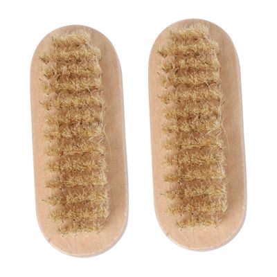 Healeved 2pcs Two-sided Natural Boar Bristle Nail Brush Wooden Manicure and Pedicure Tools for Cleaning under Fingernails and Toes for Home Office and Garden Use