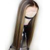180 Density Highlight Straight Glueless Wig Human Hair Ready To Wear And Go 13X4 Hd Lace Frontal Honey Blond Highlight Ombre Straight Brazilian Human Hair Wigs with Invisible Bleached Knots 20" view 2