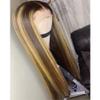 180 Density Highlight Straight Glueless Wig Human Hair Ready To Wear And Go 13X4 Hd Lace Frontal Honey Blond Highlight Ombre Straight Brazilian Human Hair Wigs with Invisible Bleached Knots 20" view 4