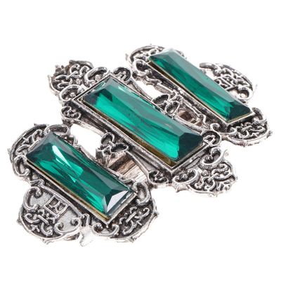 Didiseaon 1pc Antiquing Hair Clip Stylish Rhinestone Ponytail Clips for Women Alloy Hair Accessories Silver Green for Daily Use Parties