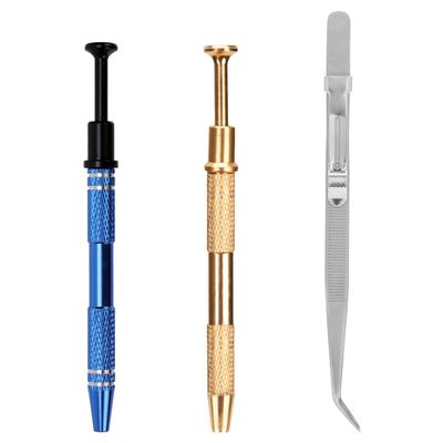 3pcs Piercing Ball Grabber Tool, Earring Ball Holder Jewelry Claw Grabber & Prong Tweezers Jeweler's Pick up Tool Piercing Removal Tool for Changing Jewelry Beads Gems Diamond