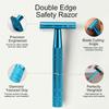 Double Edge Safety Razor, Single Blade Razors for Men and Women, with 10 Stainless Steel Safety Razor Blades, Smooth and Close Wet Shaving, Plastic Free, Blue view 3