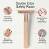 Double Edge Safety Razor with Stand, Single Blade Razors for Women, Reusable Metal Razor, with 10 Stainless Steel Double Edge Blades, Smooth and Close Shave, Plastic Free, Matte Rose Gold view 4