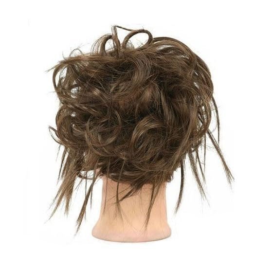Messy Bun Hair Piece for Women, Tousled Updo Messy Bun Hair Piece Straight Curly Mix Ponytail Extensions Fake Synthetic Elastic Band Scrunchies Hairpiece for Women Girls ,Fake Hair Accessories for Wom
