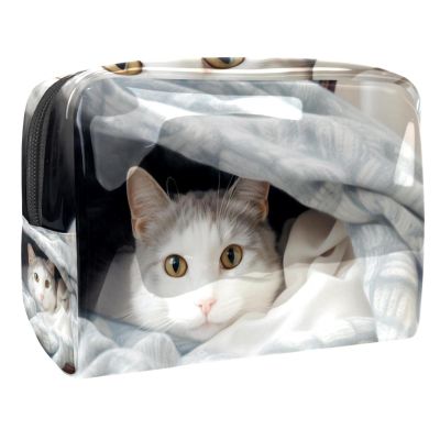 VTGHDEEQ Makeup Bag Small,Makeup Travel Bag,Blanket and Cat,Makeup Organizer Bag