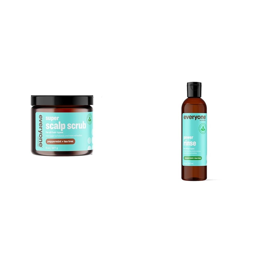Everyone Super Scalp Scrub, 8 OZ + Everyone Power Rinse, 8 OZ