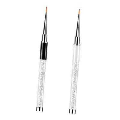 Outanaya 2pcs Multifunctional Nail Art Drawing Pens with Diamond Metal Handles for Diy Manicure Flexible and Durable Salon Quality Painting Tools for Beginners and Professionals
