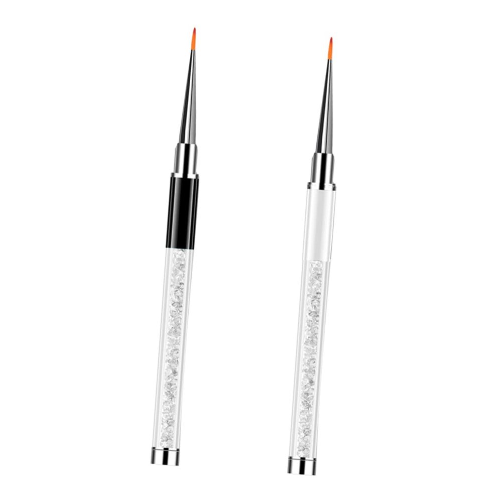 Outanaya 2pcs Multifunctional Nail Art Drawing Pens with Diamond Metal Handles for Diy Manicure Flexible and Durable Salon Quality Painting Tools for Beginners and Professionals