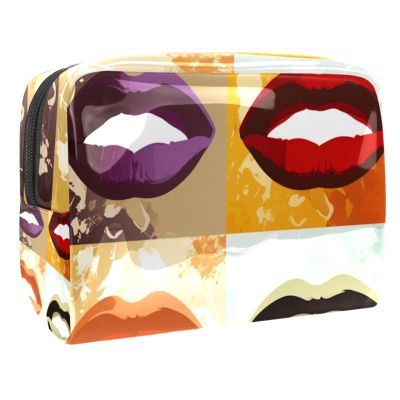 VTGHDEEQ Travel Toiletry Bag,Small Makeup Bag,Abstract Kiss Modern Lips,Make up Bags for Women