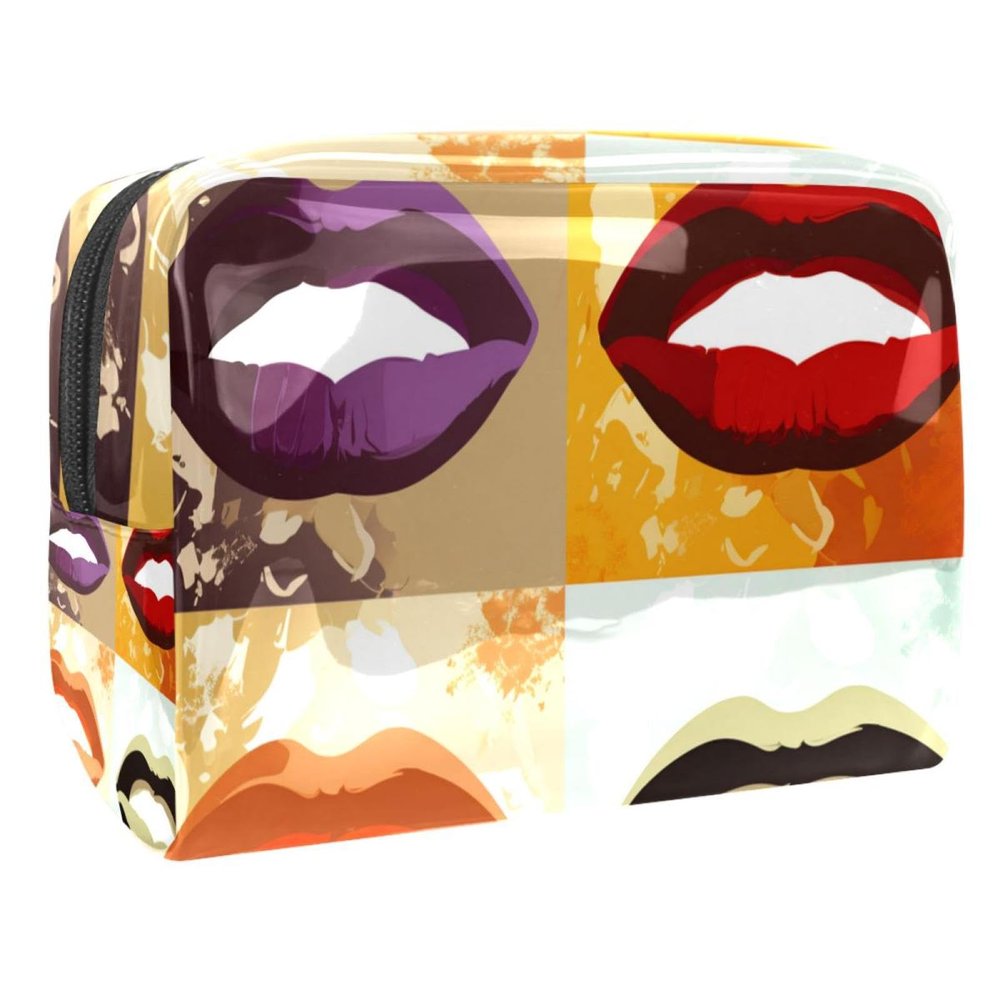 VTGHDEEQ Travel Toiletry Bag,Small Makeup Bag,Abstract Kiss Modern Lips,Make up Bags for Women