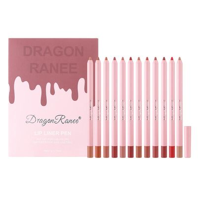 Foam Lipliner Set - 12 Ultra-Smooth Waterproof Matte Lip Liners, Long-Lasting, Smudge-Proof & Vegan Lip Pencil Kit for Precise Contouring, Gift Set for Women/Girls