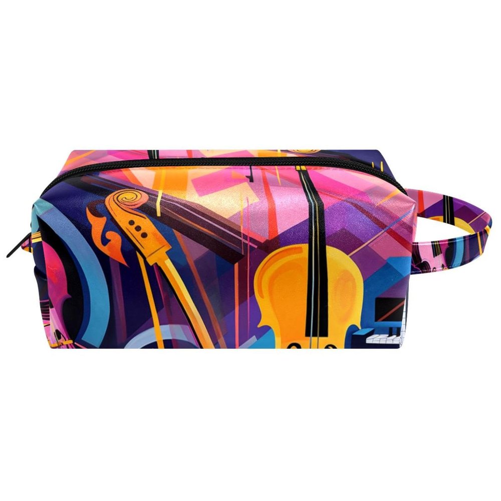 VTGHDEEQ Makeup Bag Organizer,Cosmetic Bags for Women,Abstract Jazz Art Music Instruments,Small Makeup Pouch