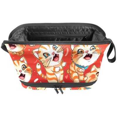 VTGHDEEQ Makeup Bag Small,Makeup Travel Bag,Floral Happy Tiger,Makeup Organizer Bag