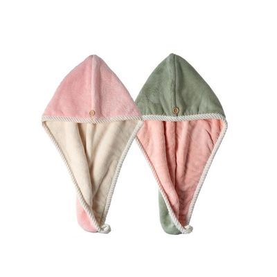 SPXTOM 2 Pack Hair Towel Wrap, Coral Fleece Turban, Microfiber Hair Towel Cap, Ultra Absorbent, Hair Drying Towel with Button, for Girls and Women (Color : A)