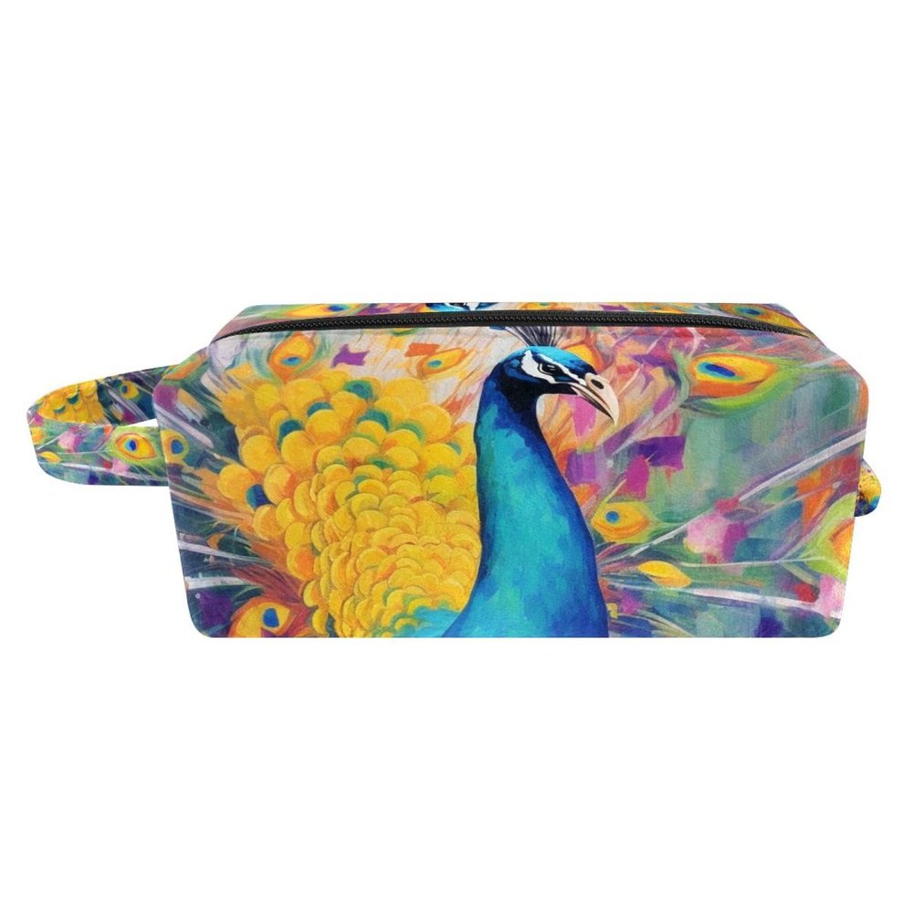 VTGHDEEQ Makeup Bag Organizer,Cosmetic Bags for Women,Animal Colorful Peacock Art Painting,Small Makeup Pouch