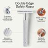 Double Edge Safety Razor with Stand, Single Blade Razors for Men and Women, Reusable Metal Razor, with 10 Double Edge Blades, Smooth and Close Shave, Shiny Silver view 4