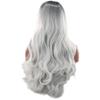 POUERW ArQray Wigs Black and Gray Gradient Color Wig Long Curly Hair Wig Lifelike Beautiful Long Wavy Harajuku Style Cosplay Wig view 2