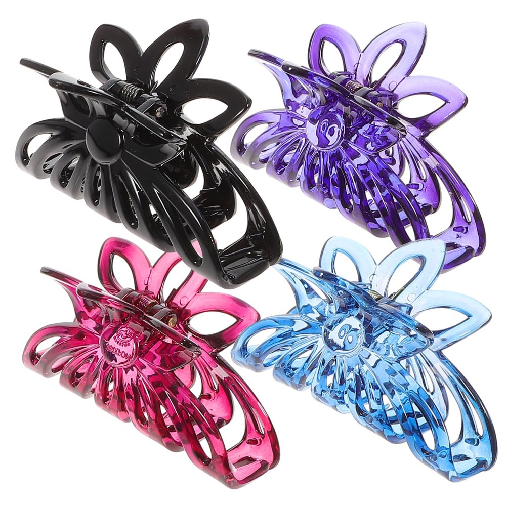 Gogogmee 4pcs Fashionable Plastic Hair Claw Clips Large for Women for Wedding Home Office Wine