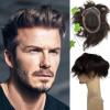 Voloria Men's Hairpiece European Human Hair Toupee 9x7inch Swiss Lace Skin PU Back Hair Replacement Wig #2 Dark Brown Color view 1