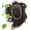 Voloria Men's Hairpiece European Human Hair Toupee 9x7inch Swiss Lace Skin PU Back Hair Replacement Wig #2 Dark Brown Color view 2