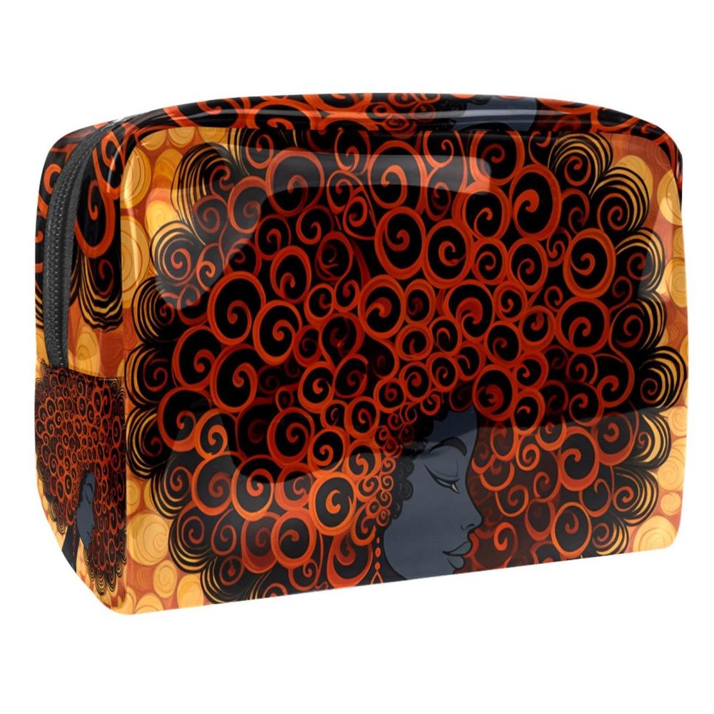 VTGHDEEQ Travel Toiletry Bag,Small Makeup Bag,African Women Hair Ethnic Style,Make up Bags for Women