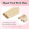 ABH AMAZINGBEAUTY HAIR Sew in Hand Tied Weft Hair Extensions Highlights Platinum Double Wefts Remy Human Hair 50 Gram Dirty Blonde With Beach Blonde Highlights Human Weft Color P18-613, 18 Inch view 2