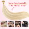 ABH AMAZINGBEAUTY HAIR Sew in Hand Tied Weft Hair Extensions Highlights Platinum Double Wefts Remy Human Hair 50 Gram Dirty Blonde With Beach Blonde Highlights Human Weft Color P18-613, 18 Inch view 4