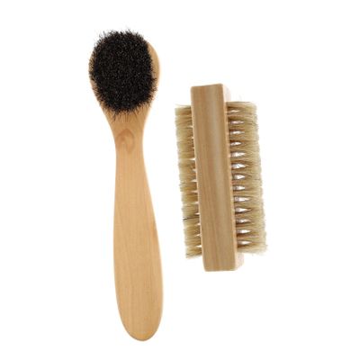 FRCOLOR 2pcs Wooden Pig Bristles Nail Art Brush Double-Sided Hand Cleaning Brush for Shower Scrubbing Dusters Lint Remover