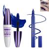 Blue Waterproof Mascara & Eyeliner, 5D Silk Fiber Lash Extension Colored Tube Mascara Volume and Length,Long-Lasting Smudge-Proof Volumizing Colorful Mscara and Liquid Eyeliner Pen Set for Women view 1