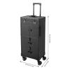 Makeup Case, Rolling Lockable Makeup Train Case w/Casters, Large Storage Cosmetic Trolley, Hairdressing Trolley Stylist Beauty Salon Cosmetic Luggage Travel Organizer Tool Box for Barber Stores view 3