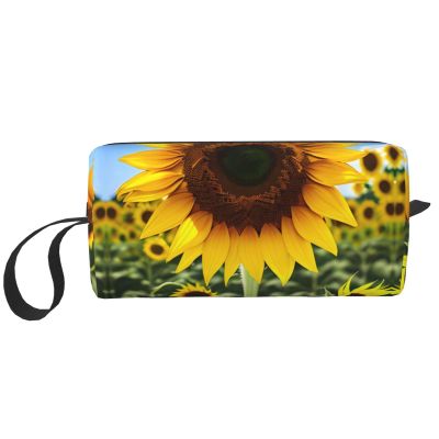 DRTGEDS Yellow Sunflower Cosmetic Bags For Women Small Makeup Bag For Purse Makeup Pouch Travel Makeup Bag With Zipper