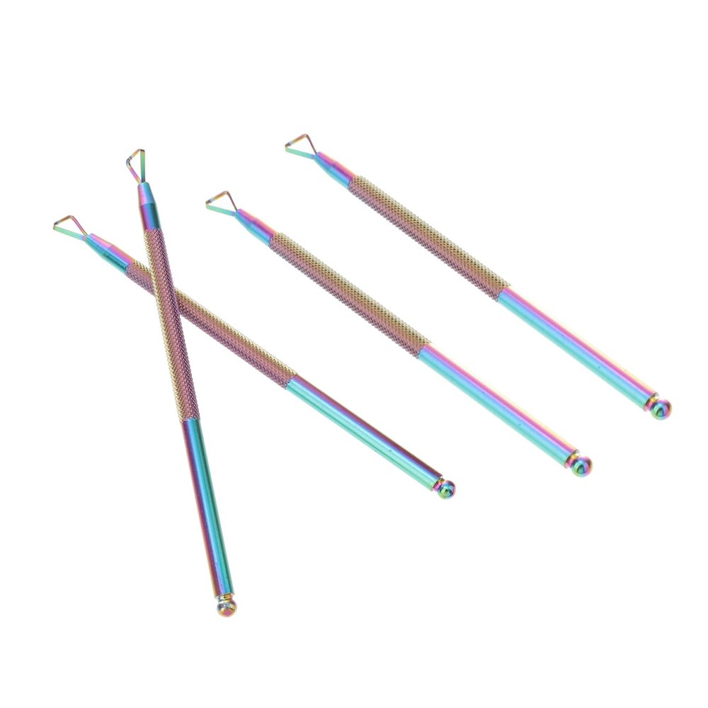 Healeved 4pcs Stainless Steel Cuticle Pusher Triangle Peeler Scraper Gel Remover for Nail Art Nail Polish Remover Tool for Salon