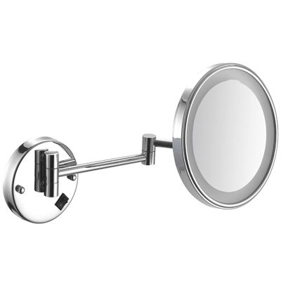 Makeup Mirror with Lights and 10X Magnification LED Wall Mounted Bathroom Vanity Mirror Swivel Extendable Shaving Mirror Brass USB (Color : Gold, Size : Hardwi ( Color : Silver , Size : Hardwired )