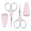 2 Pcs Eyebrow Scissors for Women, Professional Grooming Mini Scissors with Stainless Steel Straight Tip, 3.5 Inch Pink Small Scissors Beauty for Facial Hair, Eyebrows, Beard, Ear, Nose, Moustache view 1