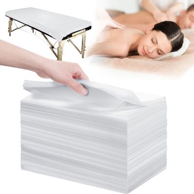 100 Pcs 31" x 71" Disposable Sheets for Massage Table Non Woven Spa Bed Cover,Waterproof Breathable Disposable Massage Table Sheets for Spa Tattoo Beauty Salon Hotels (White)