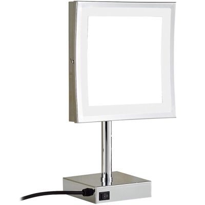 PLKXSEYUJ Led Makeup Mirror with Lights 8 Inch Brass 3X Magnification Countertop Vanity Mirrors Illuminated Cosmetic Mirror with Switch and Plug (Color : Chrome)